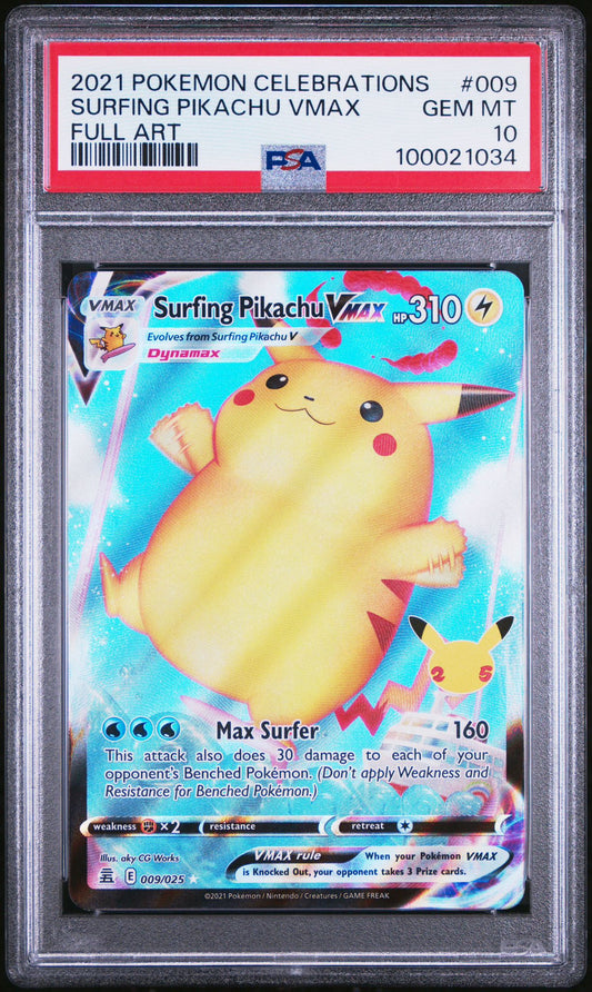 PSA 10 - Flying Pikachu VMAX 007/025 & Surfing Pikachu VMAX 009/025 Sequential